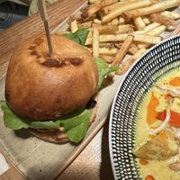 Burger and fries was nice too!  at Vegie Bar in Fitzroy