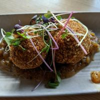 Cauliflower arancini with a zucchini and apple chutney on the specials menu at Vegie Bar in Fitzroy