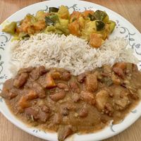 Red Kidney Bean Curry, South Indian Coconut Curry and rice   at Crossways in Melbourne