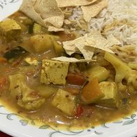 Went back around 4pm Thursday; they were still serving Thursday lunch, Malaysian tofu curry .  at Crossways in Melbourne