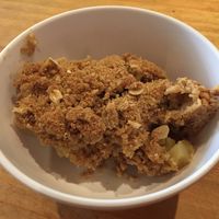 Vegan apple crumble  at Crossways in Melbourne