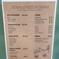 Menu Sept 2024 at Gopals in Melbourne