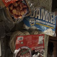 Marshmallows, ramen noodles and nuggets   at Vincent Vegetarian Food in Footscray
