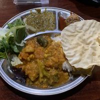 Tonight’s vegan combo. Some things were a bit stale, probably because I came pretty late. Still ok though    at Govinda's Restaurant in Northbridge