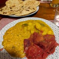 Chapati with dal, vegetable of the day at Bio Bistro Spicy Spices in Salzburg