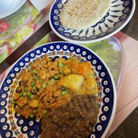 Seitan curry and naan  at Bio Bistro Spicy Spices in Salzburg