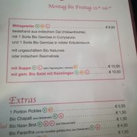 Daily menu (German) V=vegan at Bio Bistro Spicy Spices in Salzburg