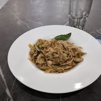 Crema de Funghi with rice noodles at Vegetasia in Vienna