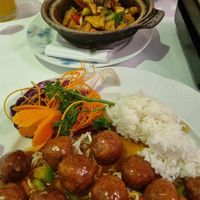 Tofu balls and tofu in hot pot at Xu's Cooking in Vienna
