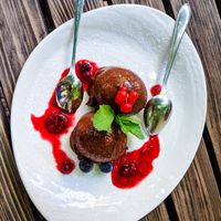 Kardamon-Schoko-Mousse dessert at Hollerei  at Hollerei in Vienna