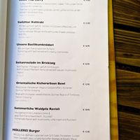Main dish page of menu at Hollerei at Hollerei in Vienna