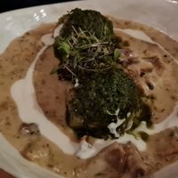 Eierschwammerlsauce mit Basilikumknödel at Hollerei in Vienna