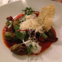 Homemade spinach gnocchi with Pomodori secchi and grana - delicious! at Hollerei in Vienna