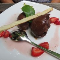 The chocolate 'mousse' dessert was really not a mousse but a thick paste. Very heavy stuff.  at Hollerei in Vienna