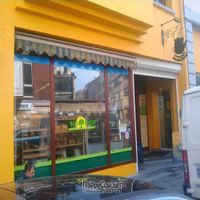 The organic shop below the cafe is really large with a great bakery at Den Teepot in Brussels