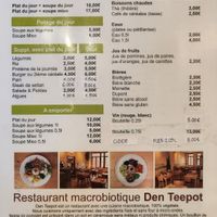 Menu at Den Teepot in Brussels