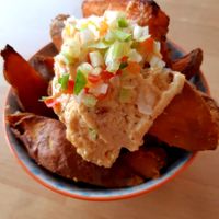 Zoete aardappelwedges met zelfgemaakte mayo at Greenway in Ghent