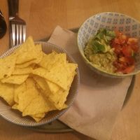 Tortilla chips with guacamole and smoky chipotle salsa at Greenway in Ghent