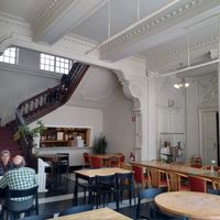 Interior decor of Lekker: you can see some of the features of this beautiful old building. The upstairs is not part of the restaurant. at Lekker GEC in Ghent