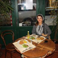 hungry after walking through beautiful prague all day :) at Country Life in Prague