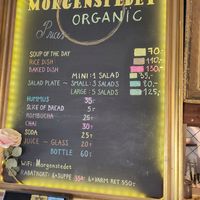 Menu at Morgenstedet in Copenhagen