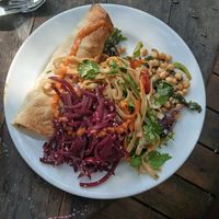 Burrito and salads at Morgenstedet in Copenhagen