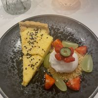 The best lemon tart I’ve ever had - and I always choose this if it’s on the menu! Also very impressed with the sorbet, neither were too lemony!   at Food For Friends in Brighton