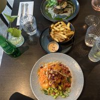 Peanut noodle salad (VE & GF) & Stuffed portobello mushroom  at Food For Friends in Brighton