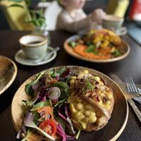 Lemon butter beans on sourdough toast   at Food For Friends in Brighton