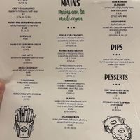 Menu as at August 2025  at The Prince George in Brighton