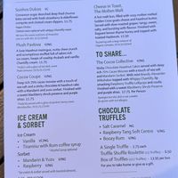 Dessert menu  at Terre a Terre in Brighton