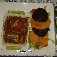 My delicious food! A vegan take on a Mexican dish. So tasty. The beetroot was also delicious! at Aubergine Cuisine in Nottingham