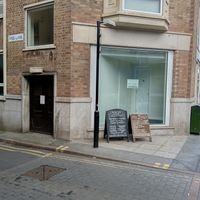 Sign on way to the Good Earth (walking towards Charles Street) at The Good Earth in Leicester