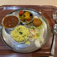 Vegan thali and pakora   at Govinda's in London