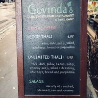 Sign in front of restaurant at Govinda's in London