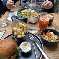 Fries included with the burger. at Mildreds - Soho in London