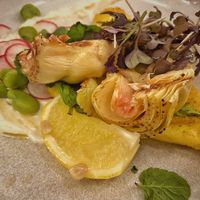 Roman Artichokes (and polenta)   at Mildreds - Soho in London