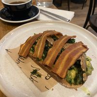 Americana , avocado toast with kale and rashers .  at Mildreds - Soho in London