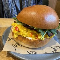 Scrambled tofu breakfast sandwich   at Mildreds - Soho in London