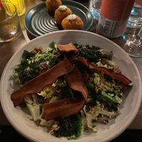Artichoke kale ceasar salad and rashers at Mildreds - Soho in London
