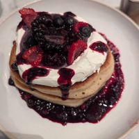Berries & cream pancakes at Mildreds - Soho in London