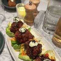 Chorizo arancini & tamarind teriyaki cauliflower cups  at Mildreds - Soho in London
