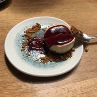 Caramel cheesecake (minus the blackberry and dissected a little!) at Mildreds - Soho in London