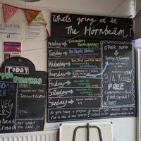 Lunch for today board, plus weekly events. The lunch was sooo delicous! at The Gleaners Cafe in East London