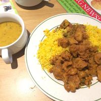 Daal and buffet food at Indian Veg Bhelpoori House in North London