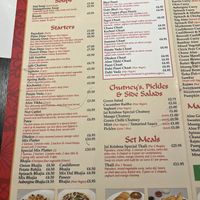 Menu  at Jai Krishna in North London