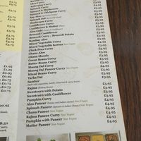 Menu Jan 2018 - main dishes  at Jai Krishna in North London