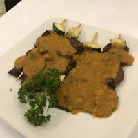 ‘Beef’ satay  at Loving Hut in North London