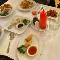 dumplings, spring rolls, chicken balls, ribs. noodle dishes- chow mein and stir fry  at Loving Hut in North London