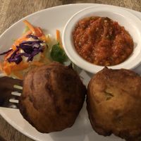 Potato balls starter  #Veganuary at Riverside Vegetaria in Kingston Upon Thames